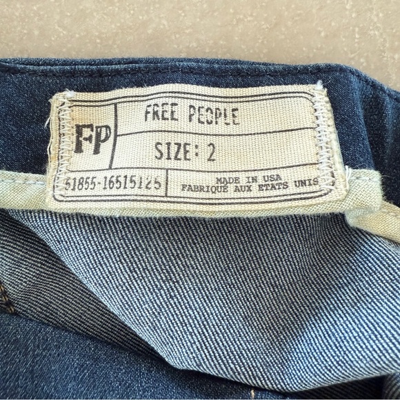 Free People Modern Femme Dark Blue Stretch Denim Mini Skirt Womens Size 2 - Picture 4 of 4